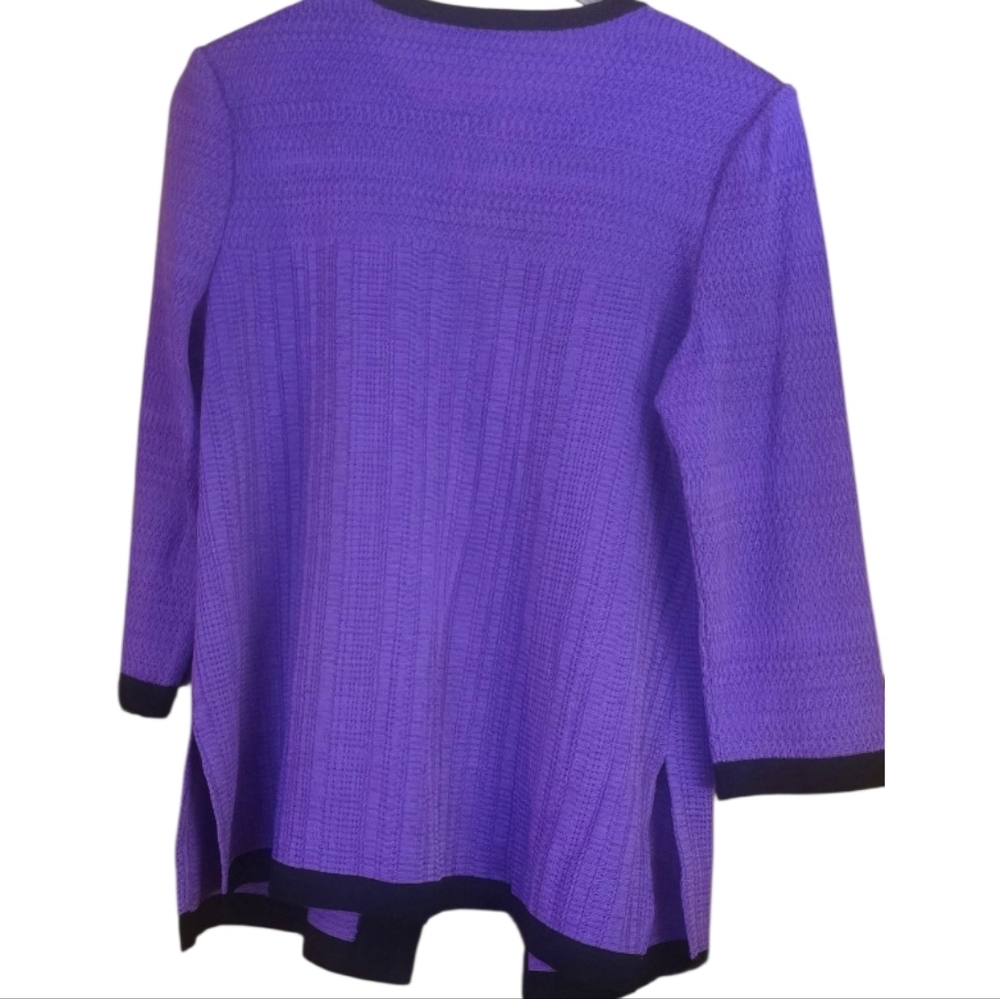 Ming Wang Heritage Purple Black Knit Cardigan Blazer Size Small - Picture 9 of 9